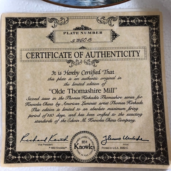 Thomas Kinkade’s “Olde Thomashire Mill” Plate - Picture 5 of 6